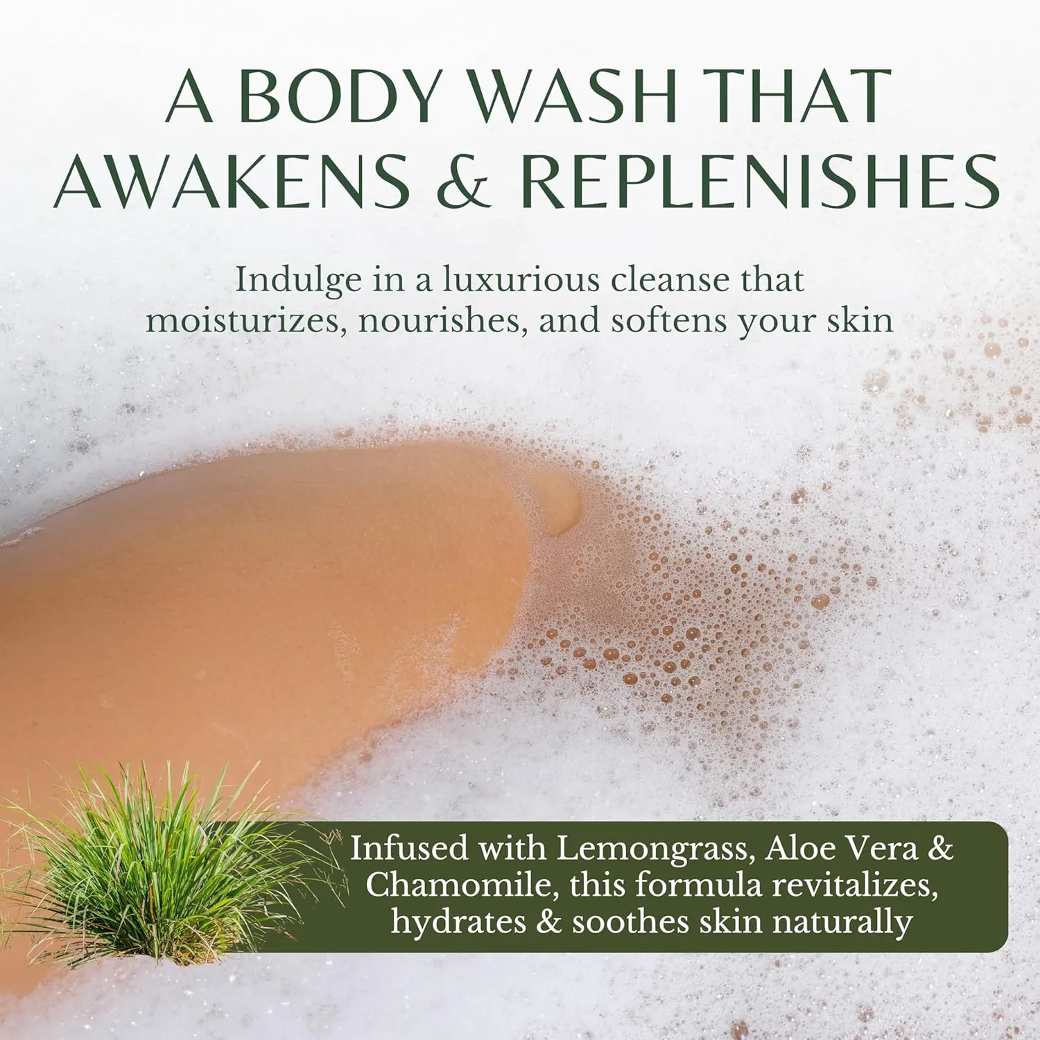 Lemongrass Refreshing Body Wash with Aloe Vera & Vitamin E, Cooling, Moisturizing & Nourishing, Natural Body Wash for All, Dry & Sensitive Skin, 16 fl oz (Pack of 2)