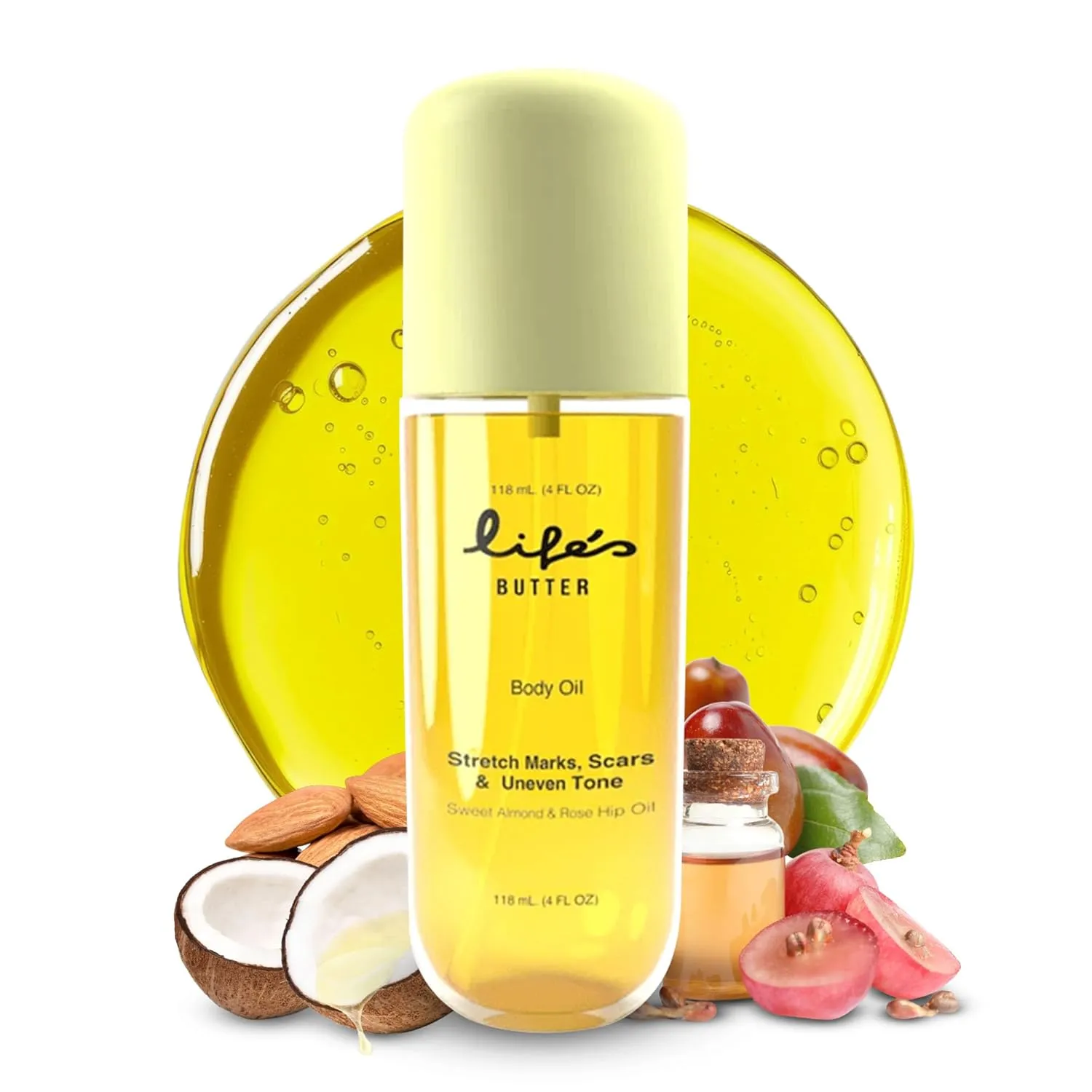 Life’s Butter Body Oil - Hydrating Stretch Mark & Scar Care For All Skin Types - Made in USA, Cruelty-Free, Hypoallergenic -100% Natural & Organic - Jojoba, Sweet Almond & Grapeseed Oils - Smooth Skin