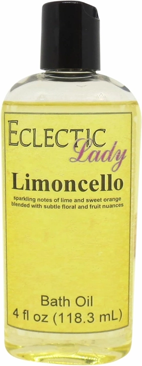 Limoncello Bath Oil by Eclectic Lady - Scented Bath Oil - Relaxing & Moisturizing Bathing Oil - Fragrance Body Oil for Dry & Rough Sensitive Skin - Body Daily Nourishing Shower Oil (4 oz)