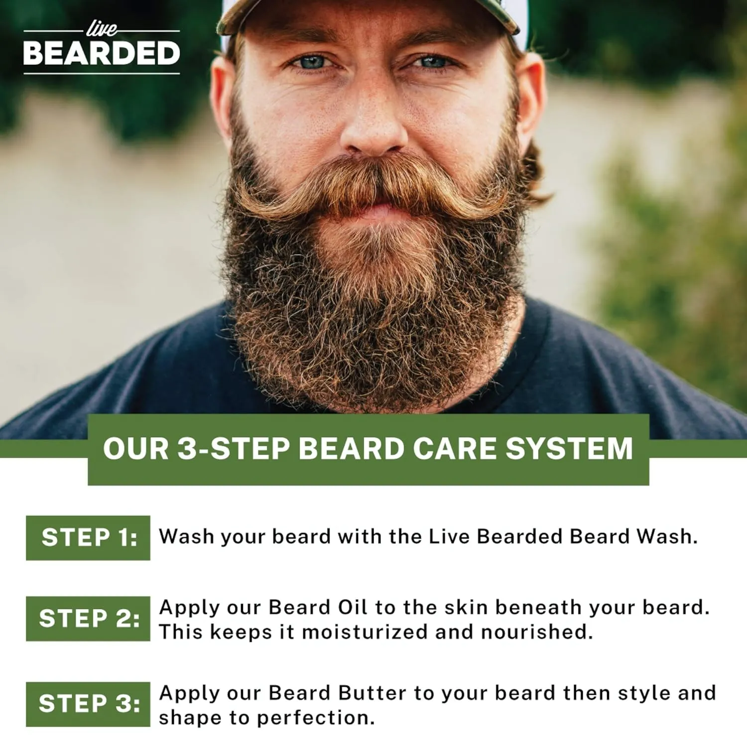 Live Bearded Beard Oil and Butter Grooming Kit - Made in the USA - All-Natural Ingredients with Shea, Argan, Jojoba - Growth Support | Executive Scent - Cedar, Vanilla