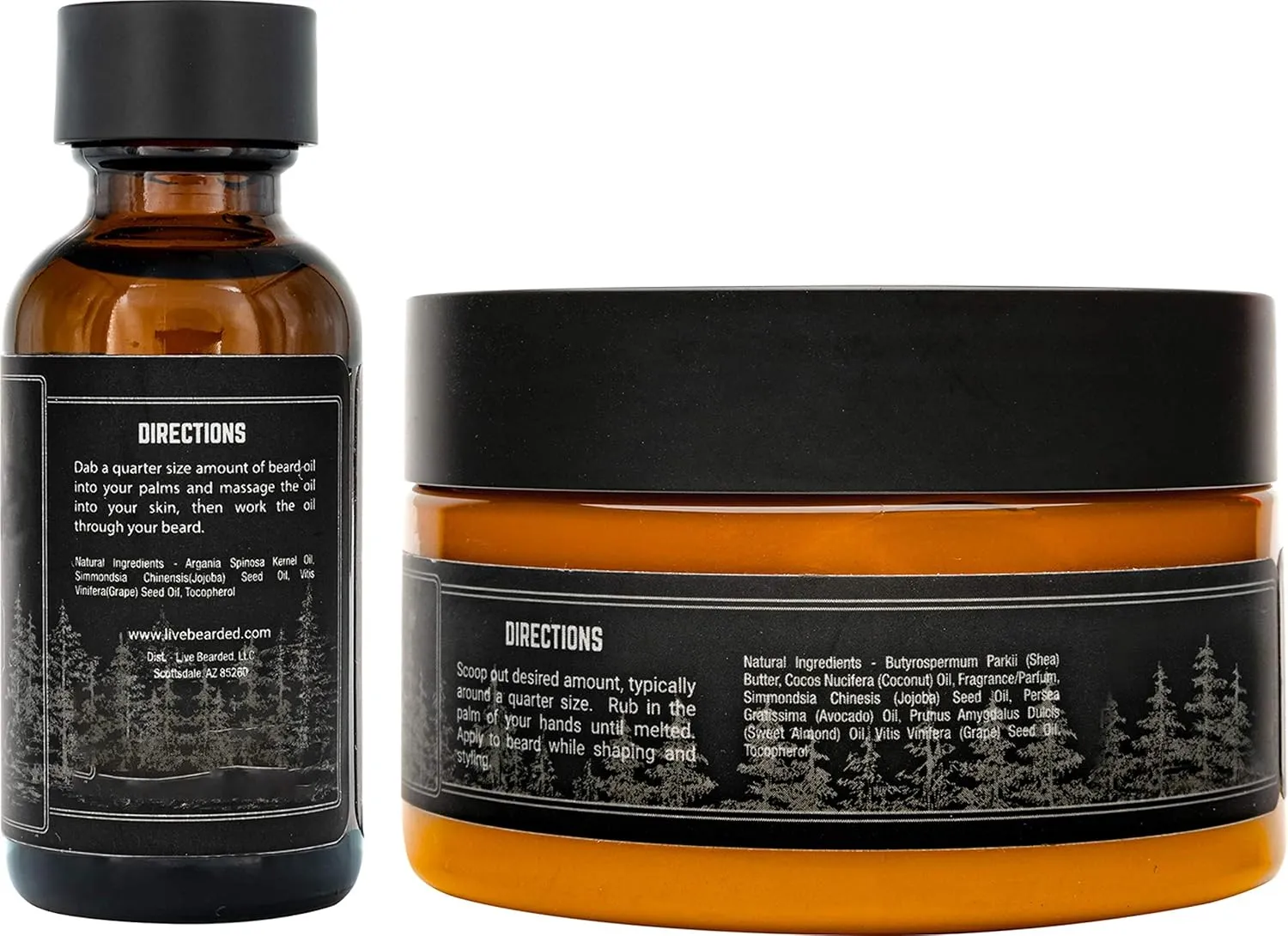 Live Bearded Beard Oil and Butter Grooming Kit - Made in the USA - All-Natural Ingredients with Shea, Argan, Jojoba - Growth Support | Executive Scent - Cedar, Vanilla