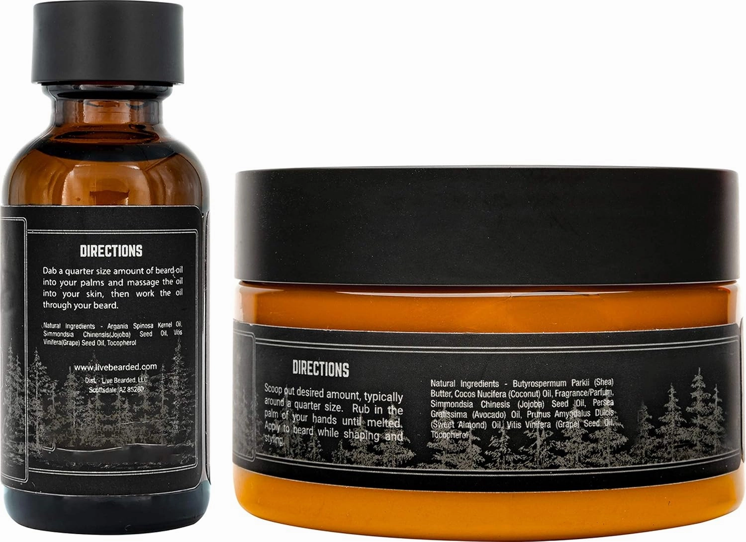 Live Bearded Beard Oil and Butter Grooming Kit - Made in the USA - All-Natural Ingredients with Shea, Argan, Jojoba - Growth Support | Straight Up Unscented - Fragrance-Free
