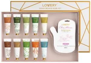 LOVERY Hand Cream and Hand Mask Gift Set - 10 Scented Moisturizing Hand Lotions & 5 Deep Conditioning Hand Masks Shea Butter, Vitamin E and Jojoba Oil - Gifts for Women, Men, Mom & Birthday