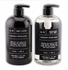 Lulu Candles, Passionfruit Infused Mango, Revitalizing Body Wash & Nourishing Body Lotion, 2-Piece Set, Full Size - 16 Fl Oz.