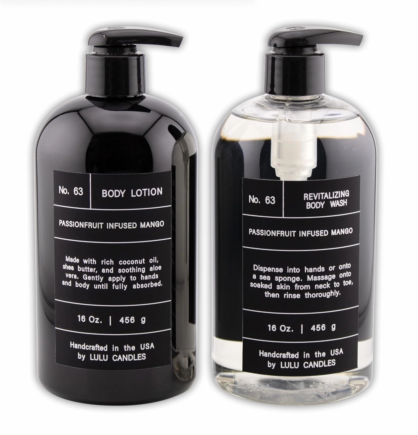 Lulu Candles, Passionfruit Infused Mango, Revitalizing Body Wash & Nourishing Body Lotion, 2-Piece Set, Full Size - 16 Fl Oz.
