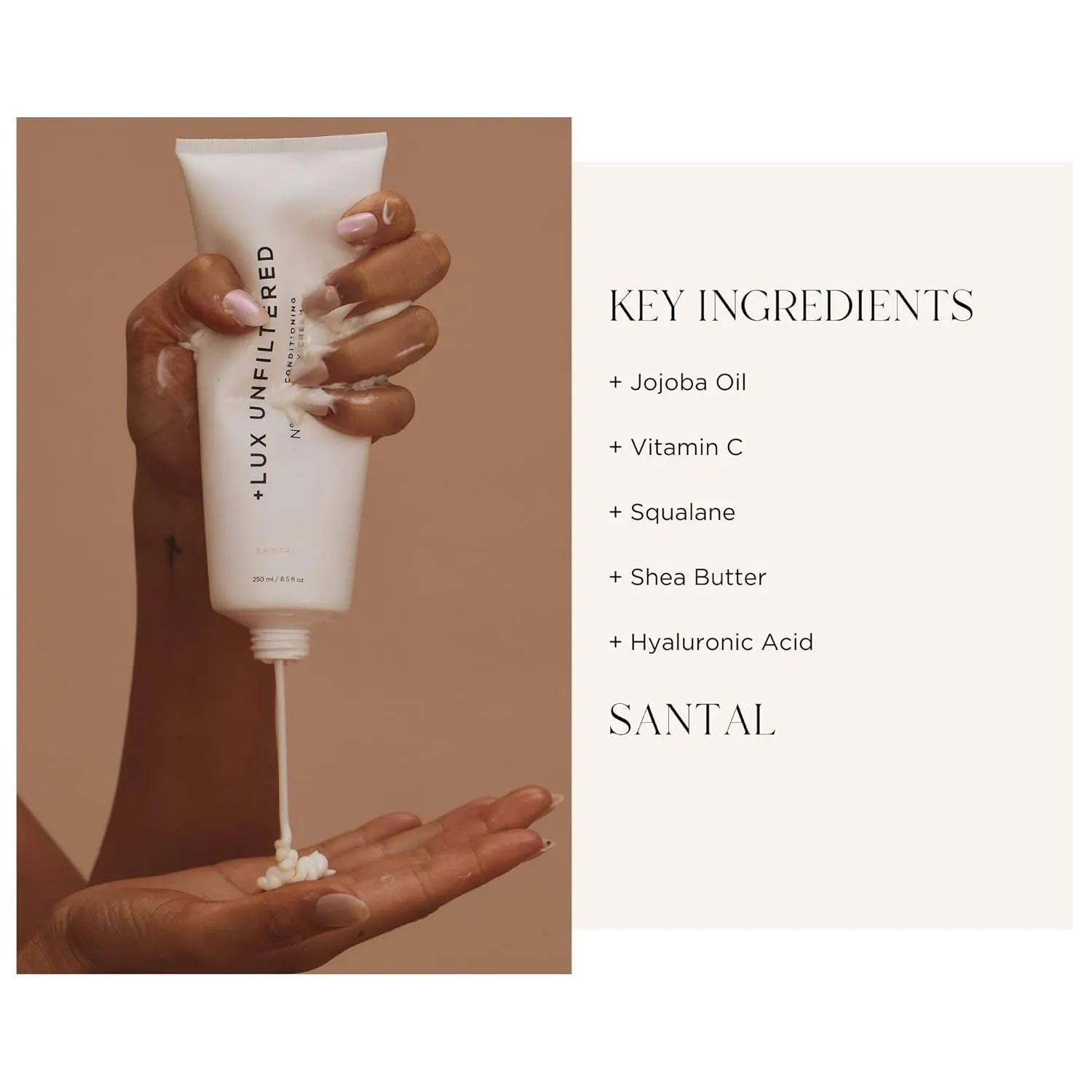   Lux Unfiltered N°14 Conditioning Body Cream for Women - Moisturizing Body Lotion with Jojoba, Squalane, & Shea Butter - Hydrating, Skincare Grade Ingredients - Vegan & Cruelty Free - Santal