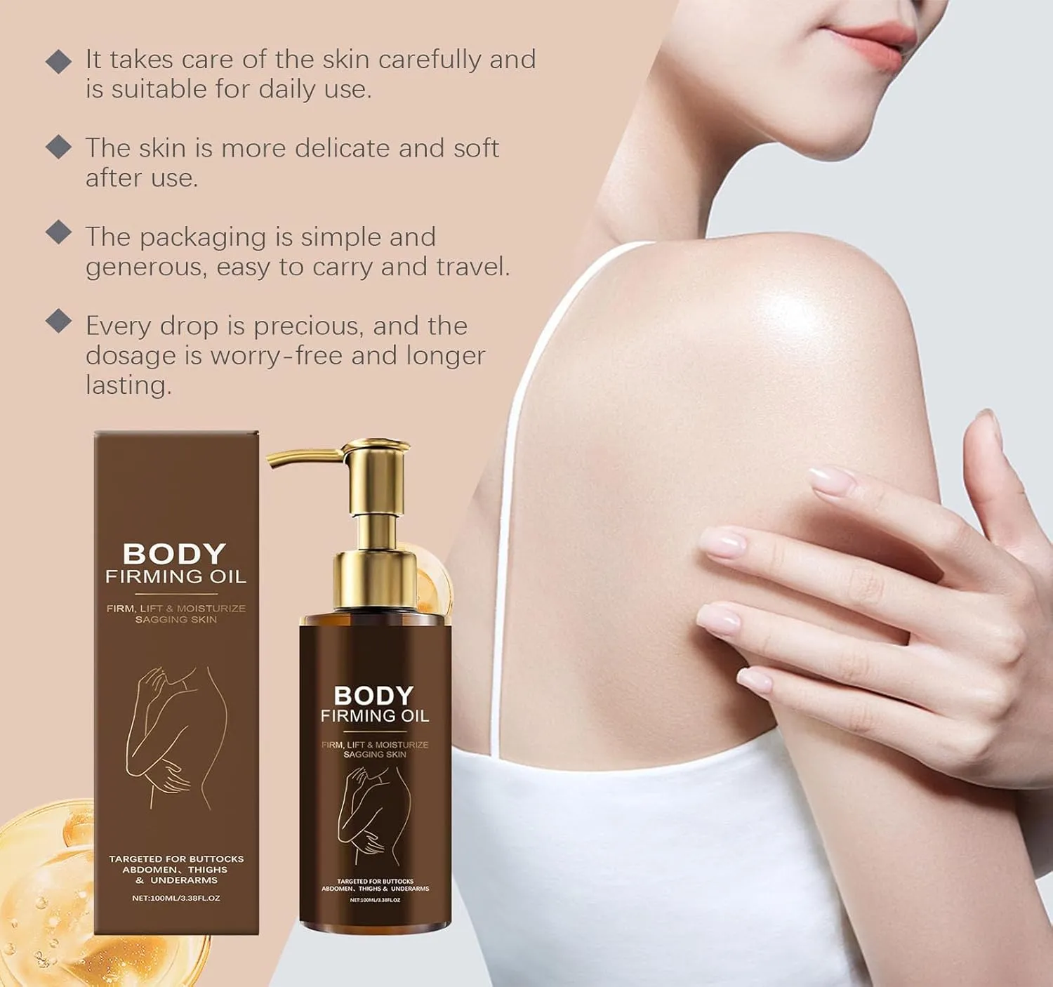 Magic Body Firming Oil, 100ml Collagen Lifting Body Oil, Hydrating Bodys Tightening Lotion, Magic Luxury Bodys Oil, Hydrating and Firming Skin for Full Bod y Use, Natural Ingredients (2PC)