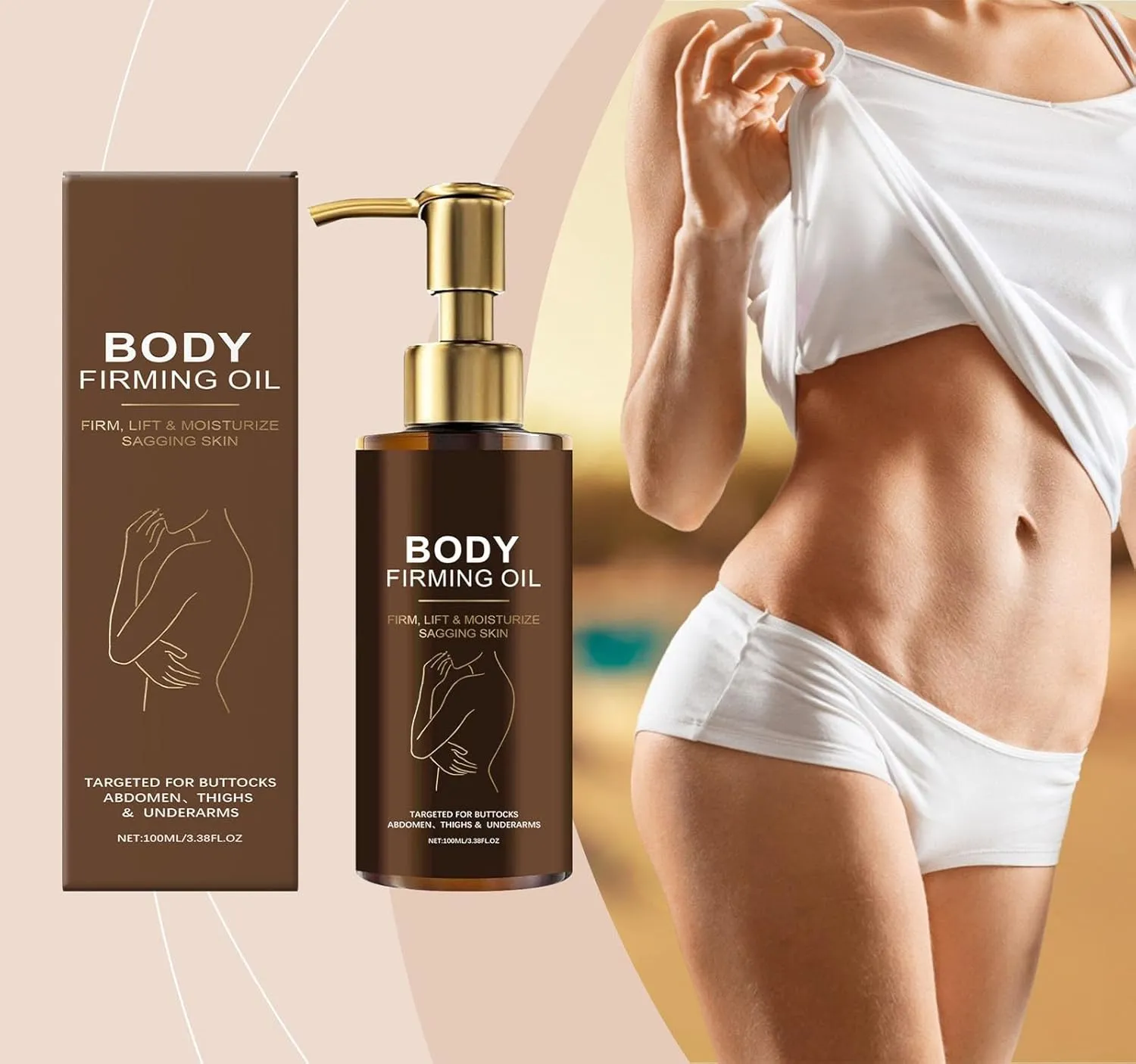 Magic Body Firming Oil, 100ml Collagen Lifting Body Oil, Hydrating Bodys Tightening Lotion, Magic Luxury Bodys Oil, Hydrating and Firming Skin for Full Bod y Use, Natural Ingredients (2PC)