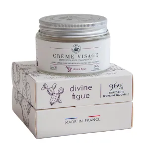 Maison du Savon de Marseille - Prickly Pear Face Cream for Dry Skin - Anti Aging Moisturiser with Organic Argan Oil and Hyaluronic Acid - 1.7 fl.oz