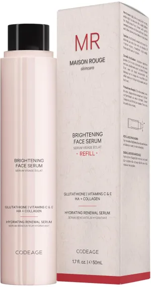 Maison Rouge Brightening Face Serum Refill by Codeage – Glutathione, Vitamin C, E, Hyaluronic Acid & Collagen – Radiance & Antioxidant Support – Paraben-Free – For All Skin Types – 1.7 fl oz