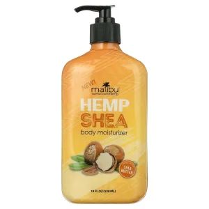 Malibu Hemp Shea Body Moisturizer with Sunflower Oil and Shea Butter, Vanilla Amber Scent, 18 fl oz