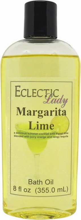Margarita Lime Bath Oil by Eclectic Lady - Scented Bath Oil - Relaxing & Moisturizing Bathing Oil - Fragrance Body Oil For Dry & Rough Sensitive Skin - Body Daily Nourishing Shower Oil (8 oz)