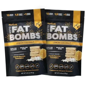 MariGold Keto Fat Bombs - Lemon Coconut - Low Carb, Collagen Rich, Grass-fed Ghee, Organic Cocoa Butter, Gluten-Free, Non-GMO (2 bags, 5 Servings Each)