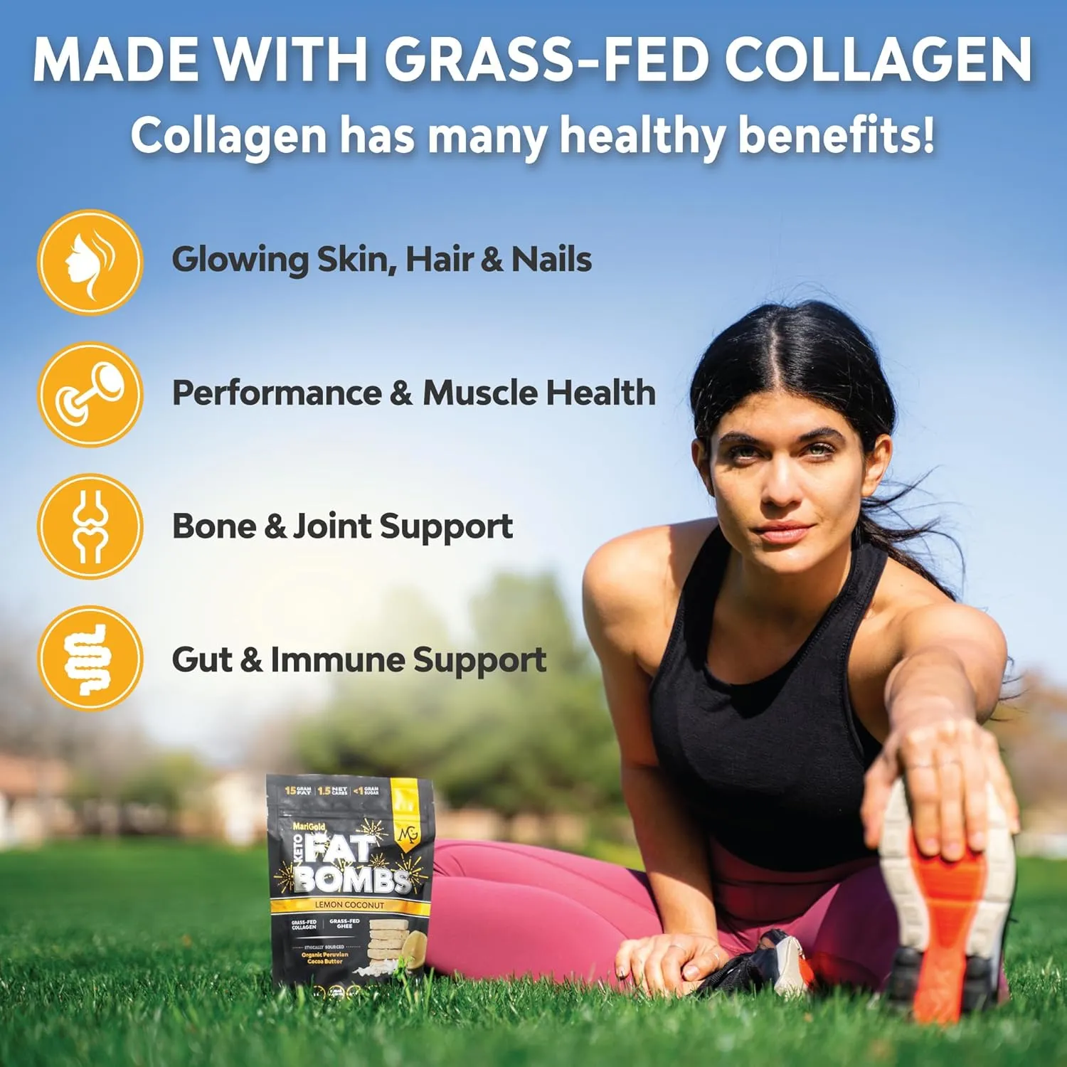 MariGold Keto Fat Bombs - Lemon Coconut - Low Carb, Collagen Rich, Grass-fed Ghee, Organic Cocoa Butter, Gluten-Free, Non-GMO (2 bags, 5 Servings Each)