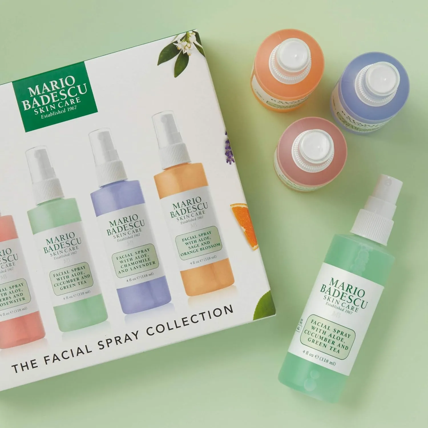 Mario Badescu Facial Spray Collection with Rose Water, Cucumber, Lavender and Orange Blossom, Multi-Purpose Cooling and Hydrating Face Mist for All Skin Types, Dewy Finish