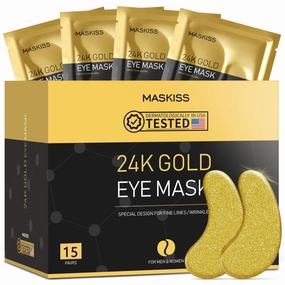 Maskiss 24k Gold Under Eye Patches (15 Pairs), eye mask, Collagen Skin Care Products, Eye Patches for Puffy Eyes, eye masks f.