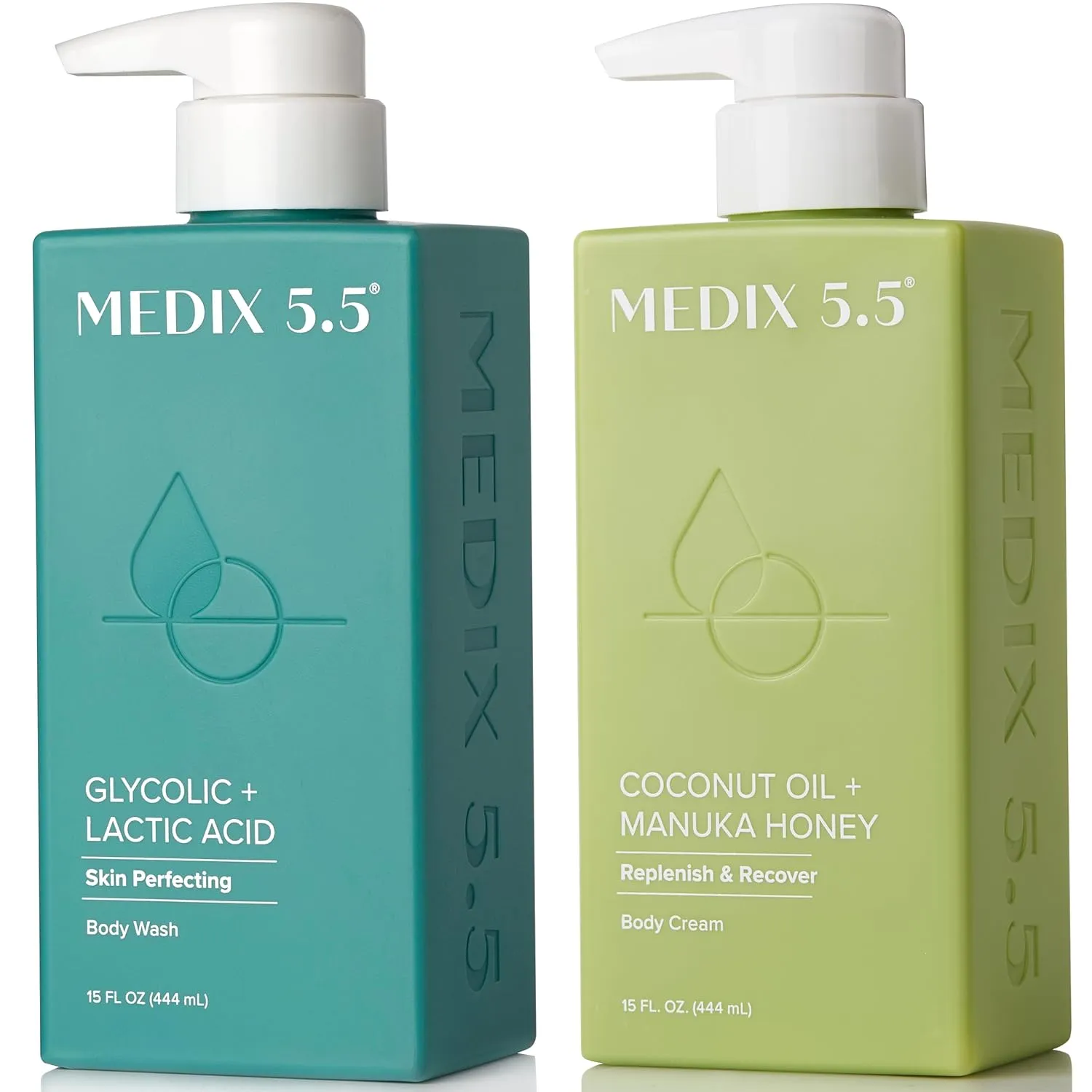 MEDIX Exfoliating Glycolic Acid Body Wash & Face Wash   Coconut Body Lotion Skin Care Set | Coconut Oil Lotion Body Cream & AHA   Lactic Acid Foaming Body Wash For KP Bumps, Keratosis Pilaris, & Acne
