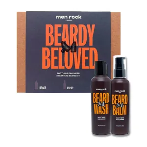 Men Rock Beardy Beloved Soothing Essential Beard Kit - Oak Moss - Softening Beard Balm and Wash - Mens Face Care - Skincare Products for Men - 2 Pc