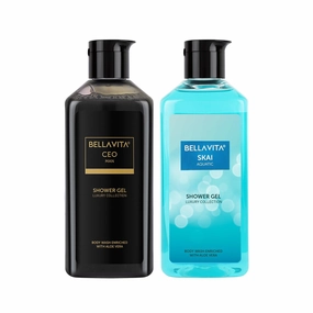 mericaa mall Luxury CEO Man & Skai Aquatic Body Wash | Refreshing Shower Gel | for Deep Cleansing, Hydrating & Moisturising Skin with Aloe Vera. (250 ml Each * 2 bottel)