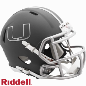 Miami Hurricanes Helmet Riddell Replica Mini Speed Style Slate Alternate - Riddell