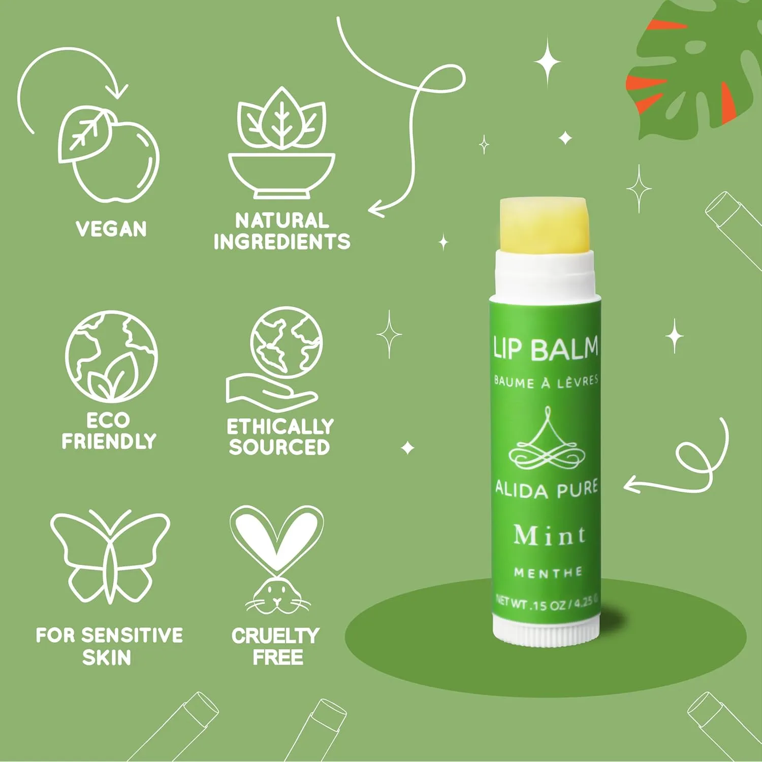 Mint Lip Balm Collection, Vegan Set, Beeswax Free, with Avocado And, Organic Jojoba Oil, and Vitamin E, Natural Moisturizer for Dry, Chapped Lips, 3 Tube Set