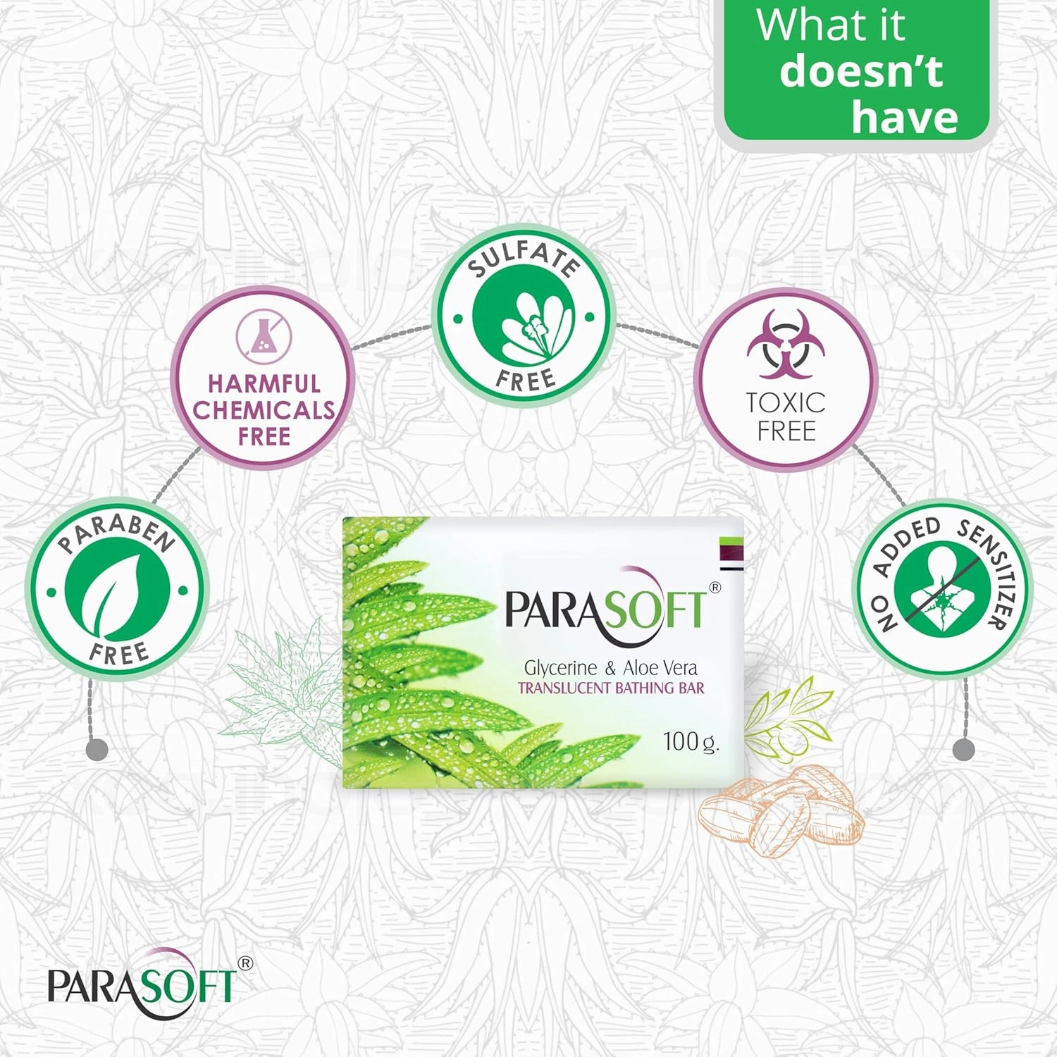 Moisturising, Cleansing Body Soap with the Goodness of Aloe Vera & Glycerine For Dry Skin, Nourishing Daily Bathing Bar For Sensitive Skin -100 gm (Pack of 6)