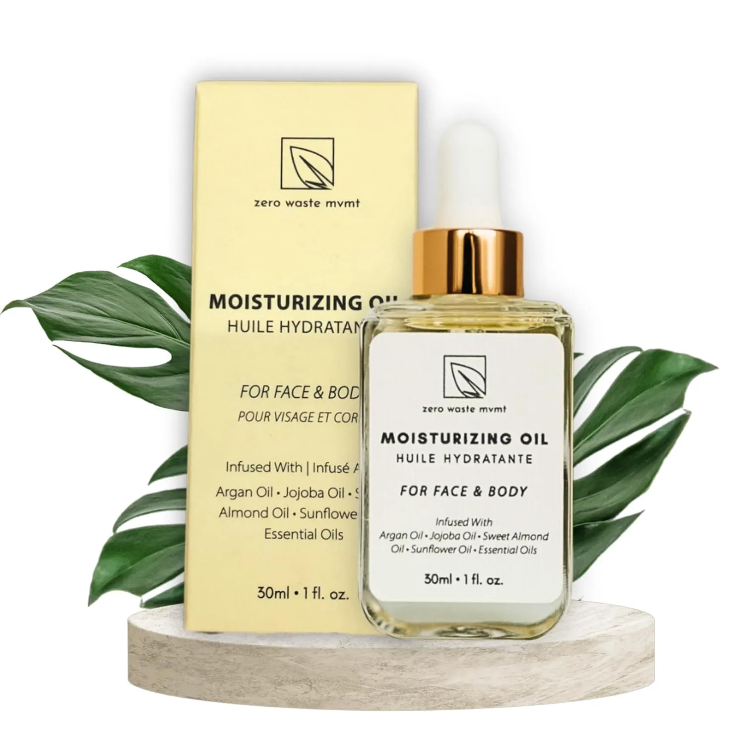 Moisturizing Oil for Face and Body – 100% Plant-Based, Vegan, and Cruelty-Free – Hydrating Blend with Argan, Jojoba, and Sweet Almond Oil – Plastic-Free Packaging – 30ml