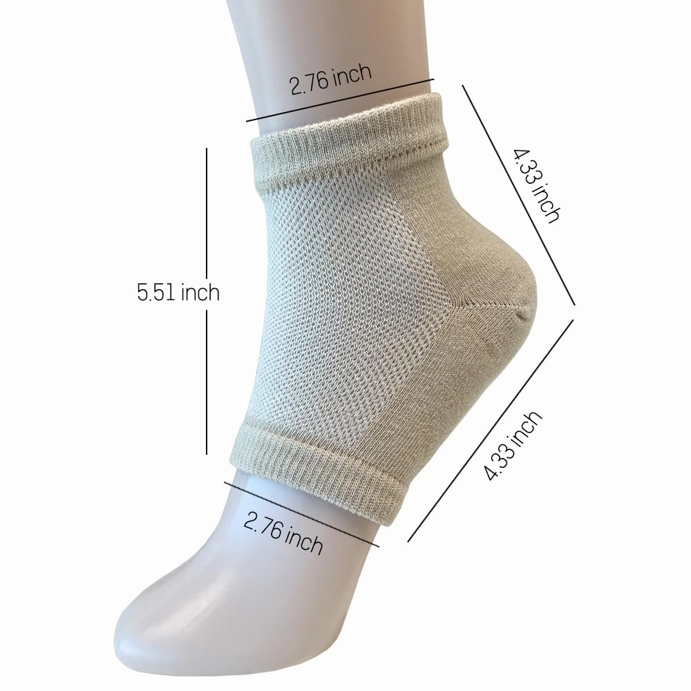 Moisturizing Gel Heel Socks to Repair Dry, Cracked Heels – Soften, Soothe & Revitalize Feet for Men & Women (Beige, 2 Pairs)