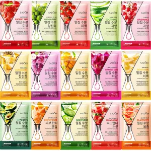 MOND'SUB 15 Pack Face Sheet Mask Skincare, Hydrating Spa Face Mask For Sensitive Skin, Moisturize, Nourish for All Skin Types, Natural Skin Care Spa Face Mask for Women Men Girls