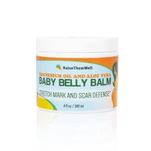 Natural Belly Balm for Pregnancy with Magnesium Oil, Aloe Vera, Jojoba Coconut and Lavender Oil & Beeswax | 4 fl oz
