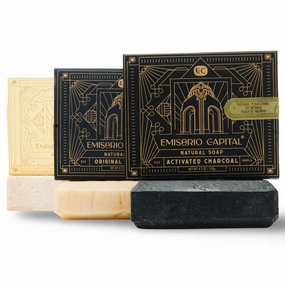 Natural Soap Bar for Men | 3 Bar Variety Pack | Original Scented Formula, Sea Salt, and Activated Charcoal | Moisturizing, Exfoliating, and Gentle Soap for All Skin Types
