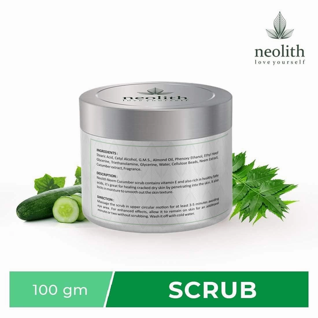 Neem cucumber scrub : exfoliating face scrub (100gm) | NEOLITH