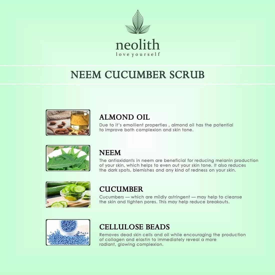 Neem cucumber scrub : exfoliating face scrub (100gm) | NEOLITH