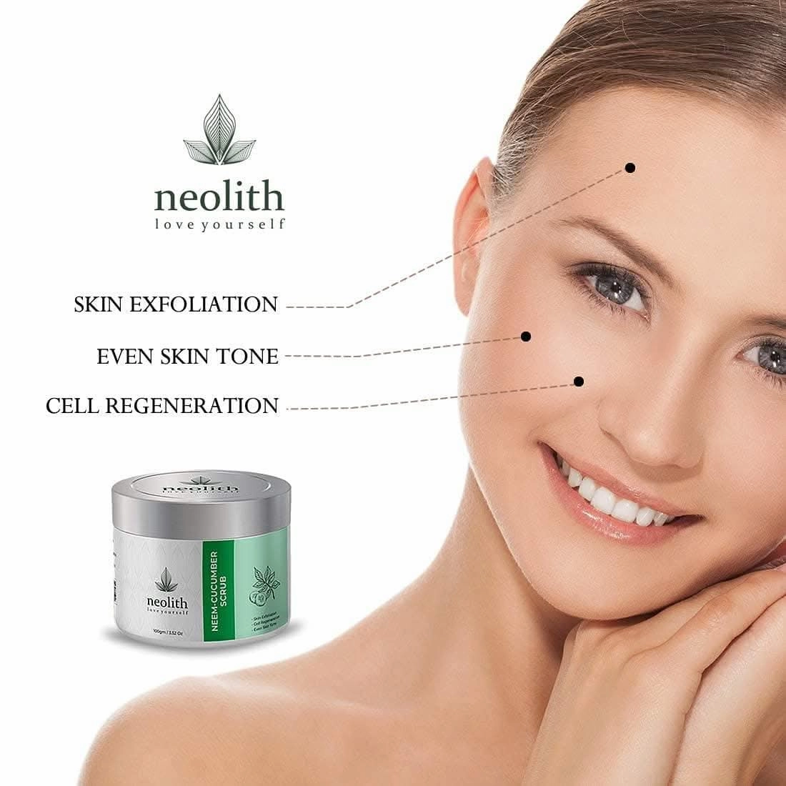 Neem cucumber scrub : exfoliating face scrub (100gm) | NEOLITH