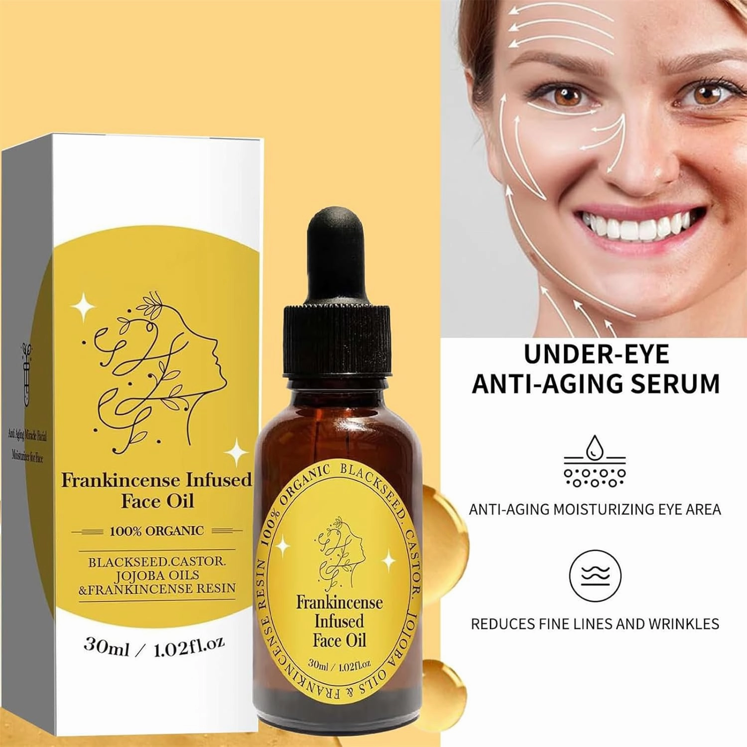 New Upgrade Frankincense Oil for Face with Organic Mastic Resin, for Facial Nourishment and Care Miracle, Cold Extracted Facial Oil Essence, Deeply Nourish and Revitalize the Skin (3PCS)