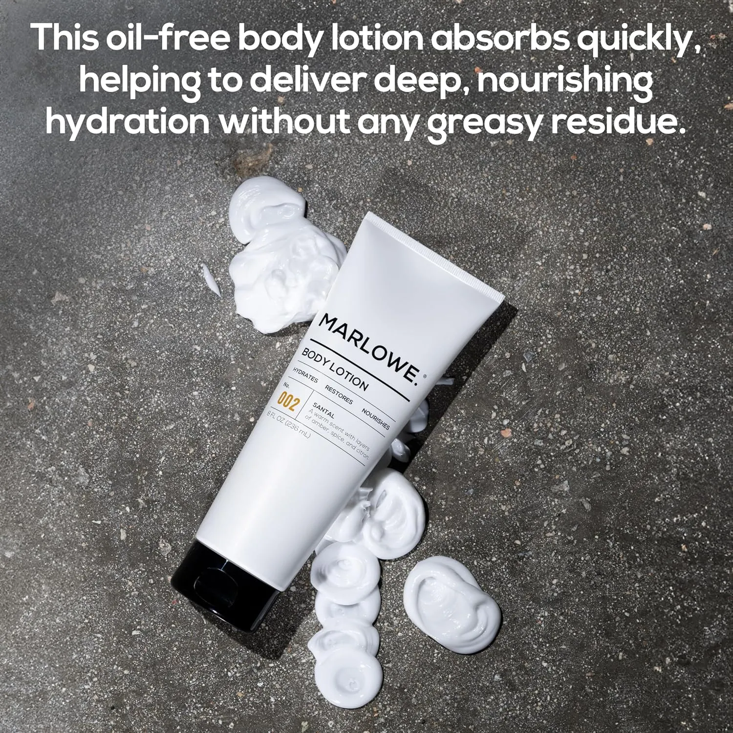 No. 002 Santal Body Lotion 8 Oz, Moisturizing & Nourishing Daily Dry Skin Lotion for Men, Made with Hydrating Natural Aloe Vera, Non-Oily, Warm Amber, Sandalwood & Citron Scent, Vegan