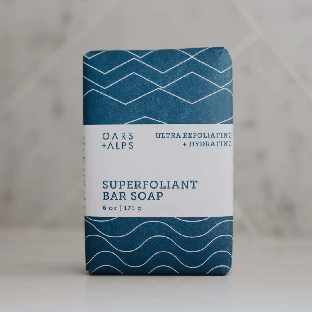 Oars   Alps Superfoliant Exfoliating Men's Bar Soap, Dermatologist Tested and Made with Clean Ingredients, Travel Size, 6 Pack, 6 Oz Each