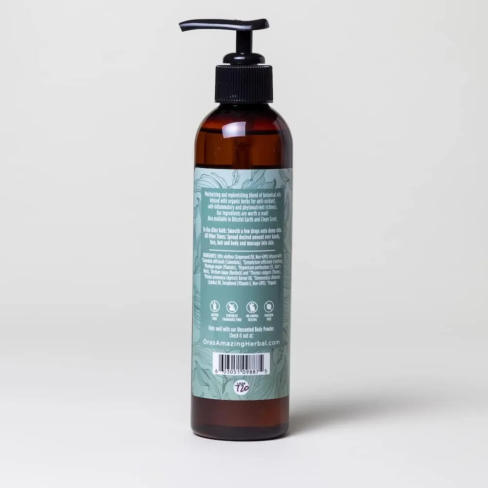 Ora's Amazing Herbal Calendula Oil with Thyme Jojoba for Eczema and Sensitive Dry Skin, Moisturizing Body Oil for Men and Women, Fragrance Free Unscented, Recycled Plastic Packaging, 7.5 Fl Oz
