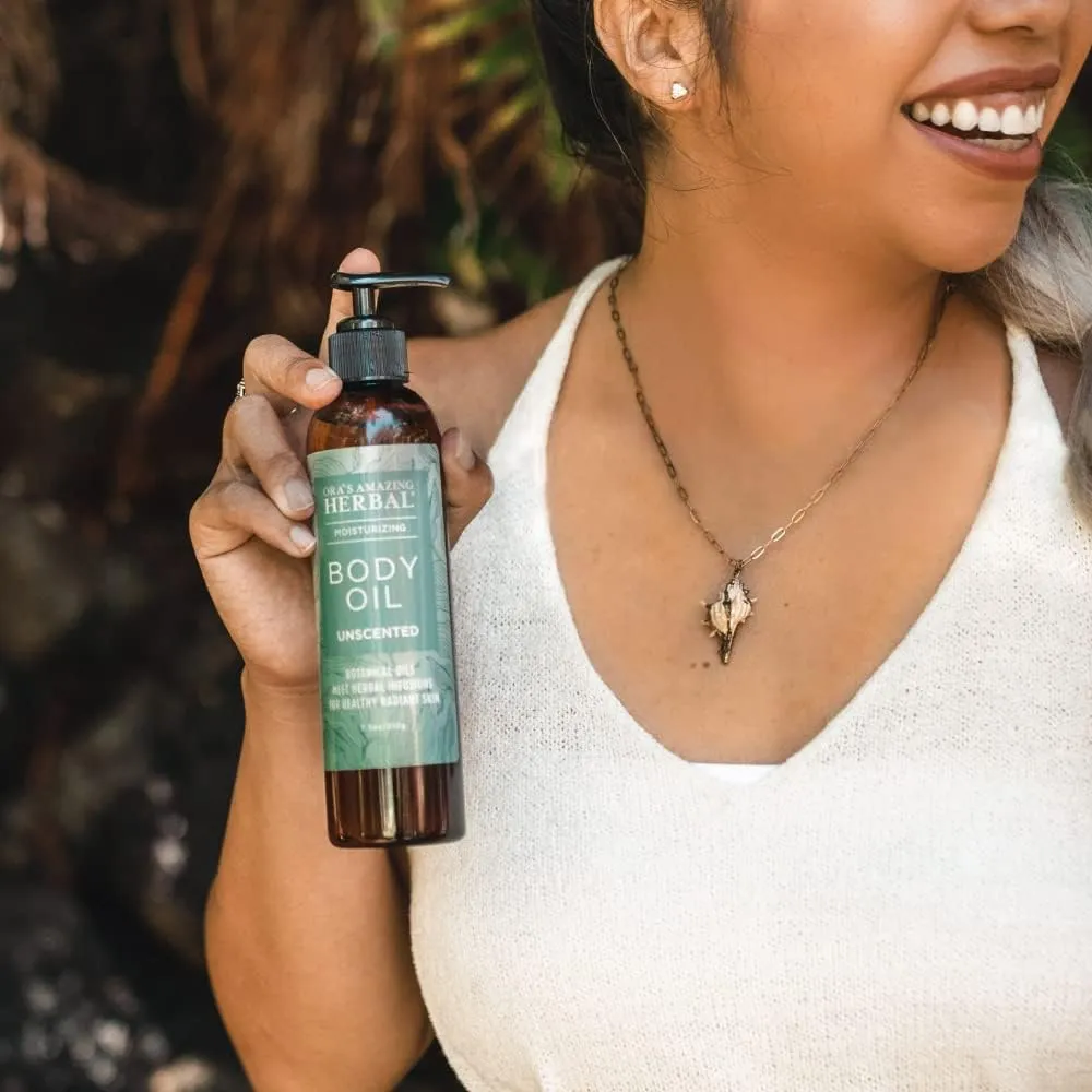 Ora's Amazing Herbal Calendula Oil with Thyme Jojoba for Eczema and Sensitive Dry Skin, Moisturizing Body Oil for Men and Women, Fragrance Free Unscented, Recycled Plastic Packaging, 7.5 Fl Oz