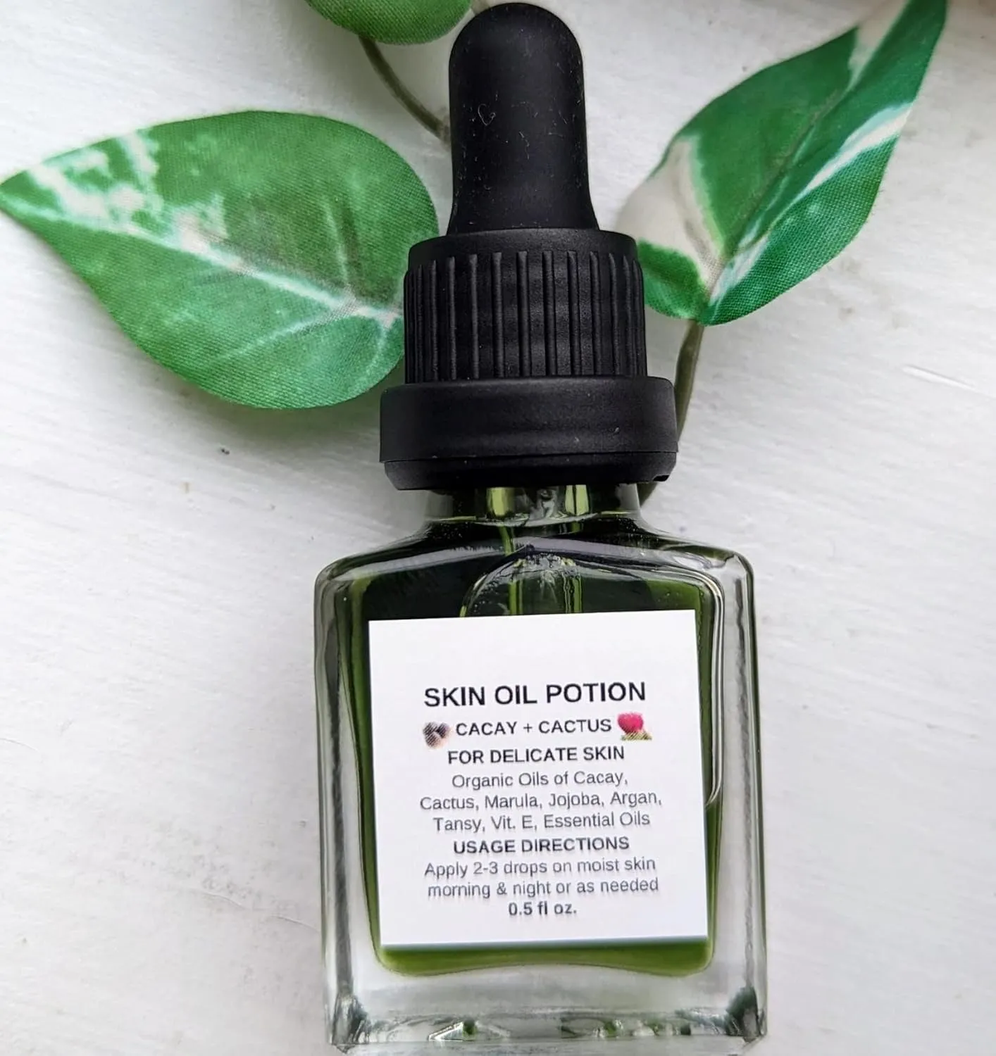 Organic Cacay Cactus Oil with Blue Tansy, Skin Beauty Oil, Anti Aging Oil for Skin Rejuvenation, Beauty Oil for Delicate Skin - 0.5 fl oz. (15 ml)