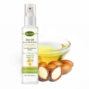 Organic Face, Body & Hair Dry Oil Hydration, Organic Greek Olive Oil, Jojoba oil & Argan Oil, Greece, 3.38 fl.oz., Pack of 2