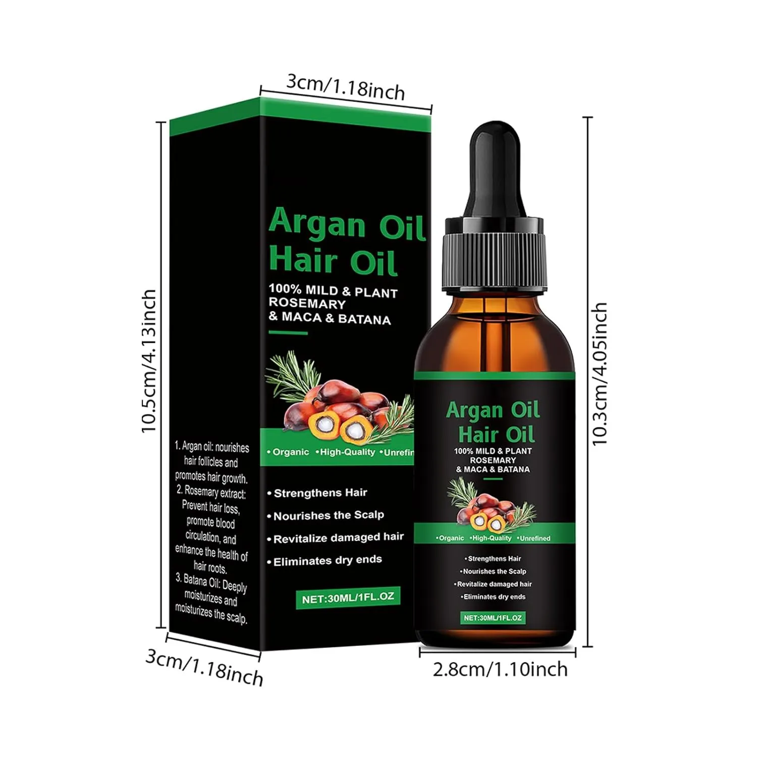 Organic Hair Growth， Rosemary & Batana Oil for Scalp & Hair Strengthening，All Hair Types Treatment Oil (1PS)