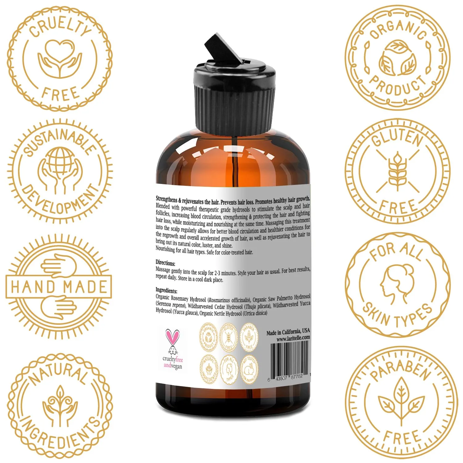 Organic Hair Loss Prevention Shampoo 17.5 oz   Conditioner 16 oz   Bonus Post-shampoo Treatment 2 oz | Unscented & Hypoallergenic | NO GMO, Sulfates, Gluten, Alcohol, Parabens, Phthalates
