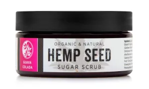 Organic Hemp Seed Sugar Scrub (Guava Colada) – Face and Body Exfoliator – Hydrates, Smooths, and Purifies, 8 oz.