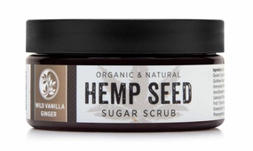 Organic Hemp Seed Sugar Scrub (Wild Vanilla Ginger) – Face and Body Exfoliator – Hydrates, Smooths, and Purifies, 8 oz.