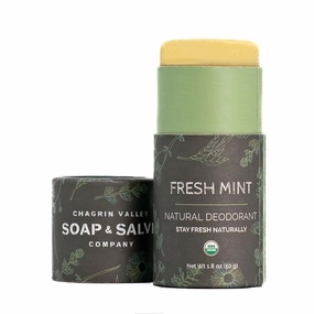 Organic Natural Deodorant Stick, Chagrin Valley Soap & Salve (Fresh Mint)