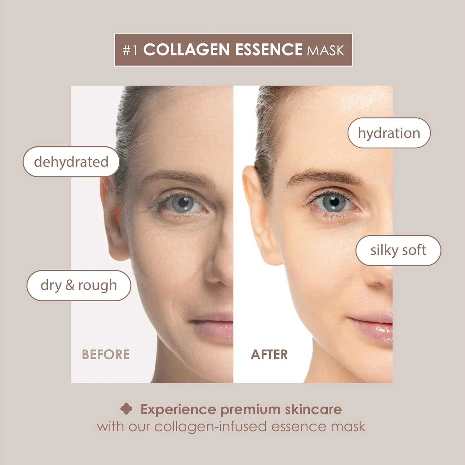 Original Derma Beauty Collagen Face Masks 24 PK Deep Moisturizing Jojoba Oil Face Mask Skin Care Sheet Masks Set for Beauty & Personal Care Korean Face Mask