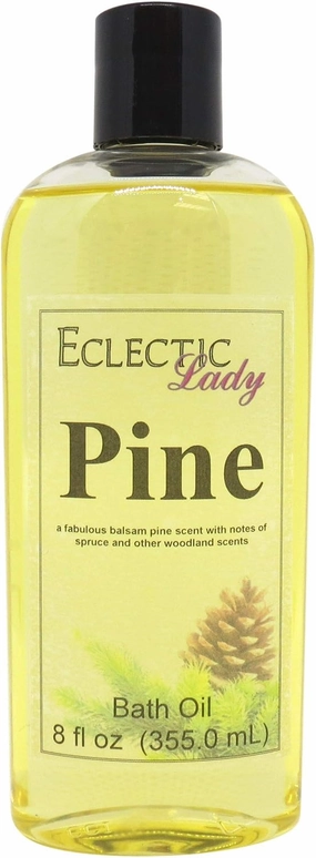 Pine Bath Oil by Eclectic Lady - Scented Bath Oil - Relaxing & Moisturizing Bathing Oil - Fragrance Body Oil For Dry & Rough Sensitive Skin - Body Daily Nourishing Shower Oil (8 oz)