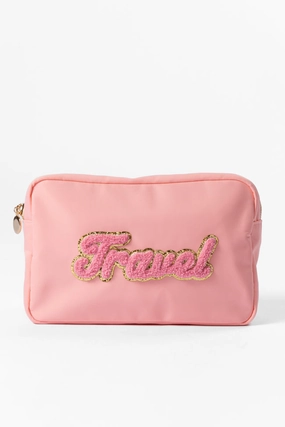 Pink "Travel" Travel Pouch SALE