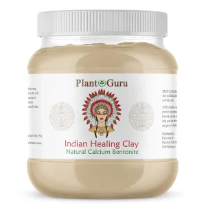 Plant Guru Calcium Bentonite Clay Powder 3.5 lbs. Bulk 100% Natural Indian Healing Clay - Deep Pore Cleansing Facial And Body Mask - Detox Clay for Face, Hair, Acne, and Bath.
